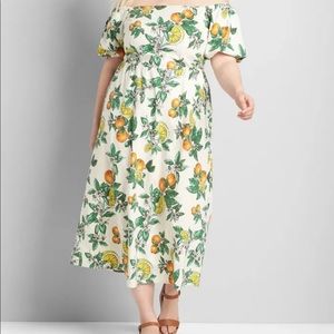 🍋 🍊 Linen Off Shoulder Citrus Dress